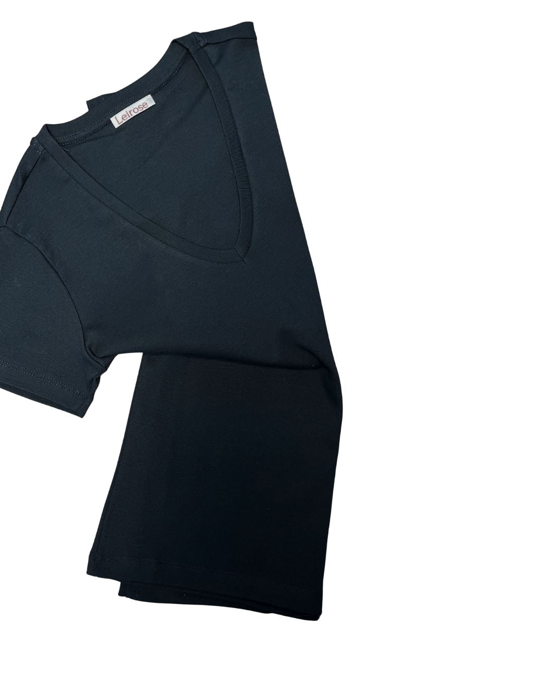 %100 Pamuk V Yaka Kadın Basic Tişört - Siyah