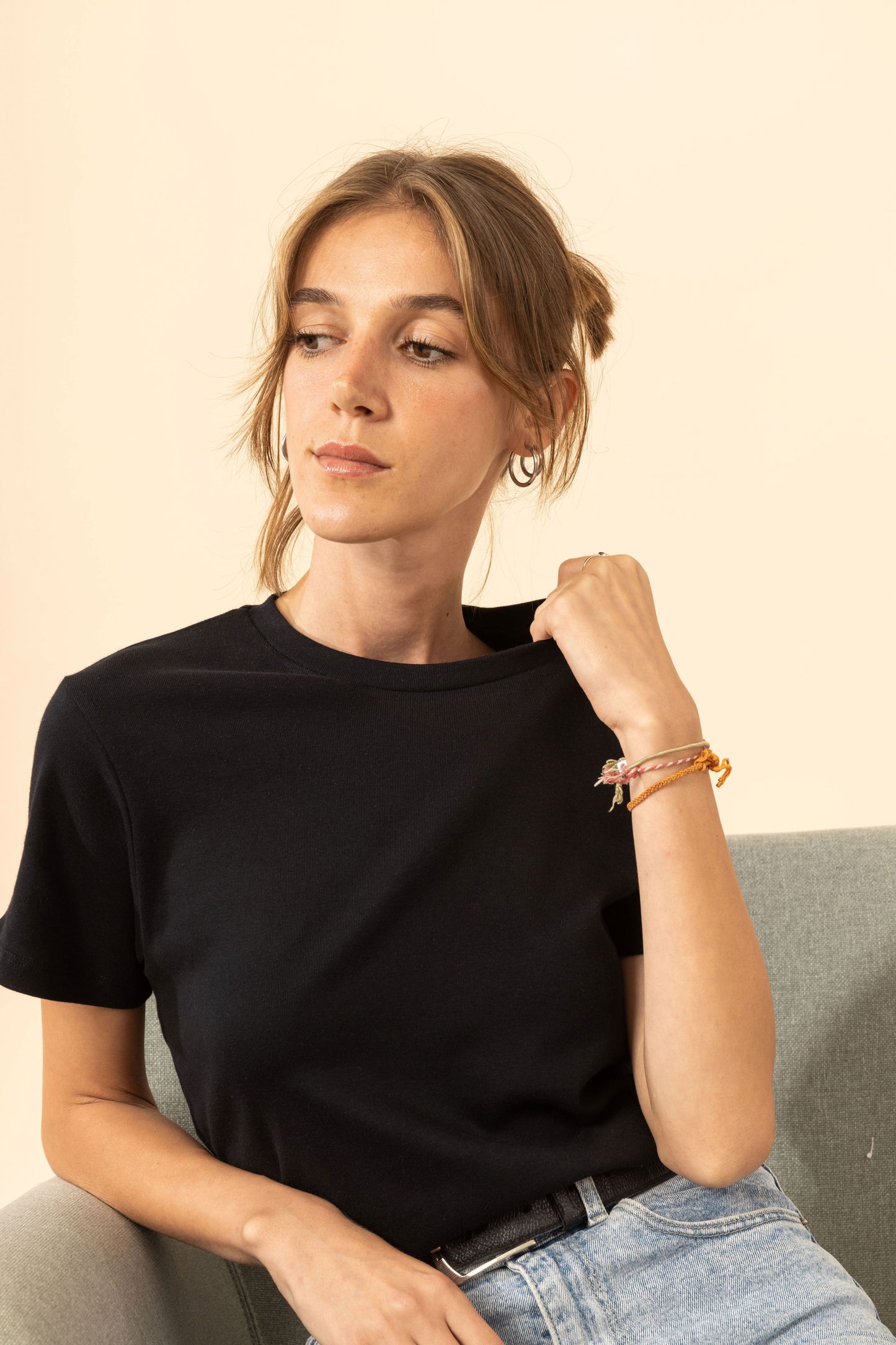 %100 Pamuk Bisiklet Yaka Kadın Basic Tshirt - Siyah