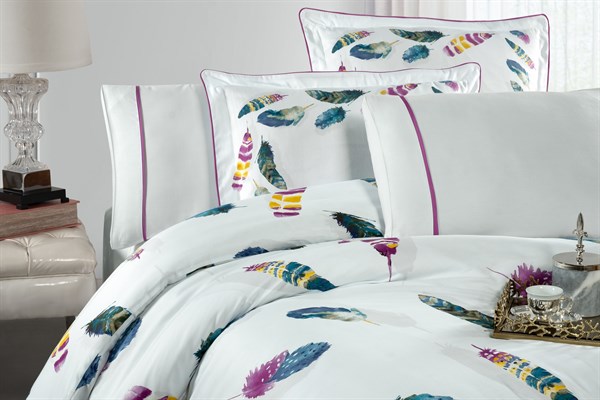 BIRDY %100 Pamuk Saten Standart Çift Kişilik Nevresim Takımı Beyaz