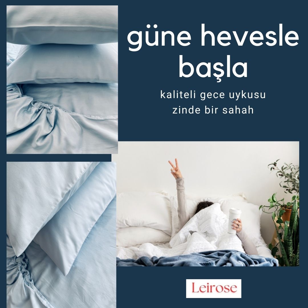 %100 Pamuk Saten Standart İkili Yastık Kılıfı - Mavi