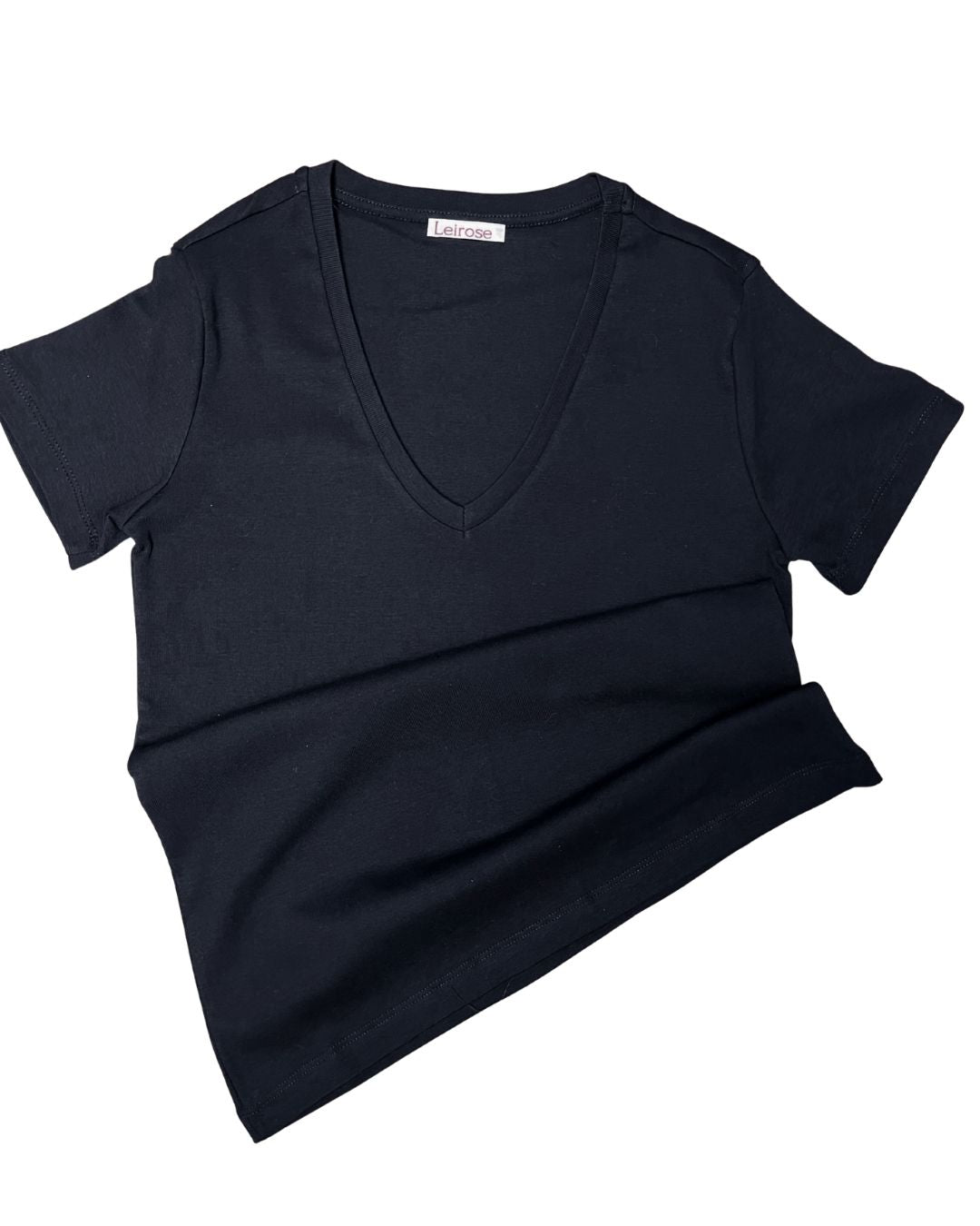 %100 Pamuk V Yaka Kadın Basic Tişört -  Siyah