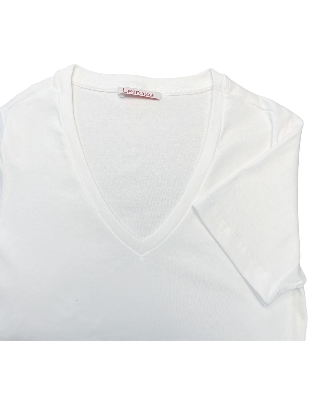 %100 Pamuk V Yaka Kadın Basic Tişört - Beyaz