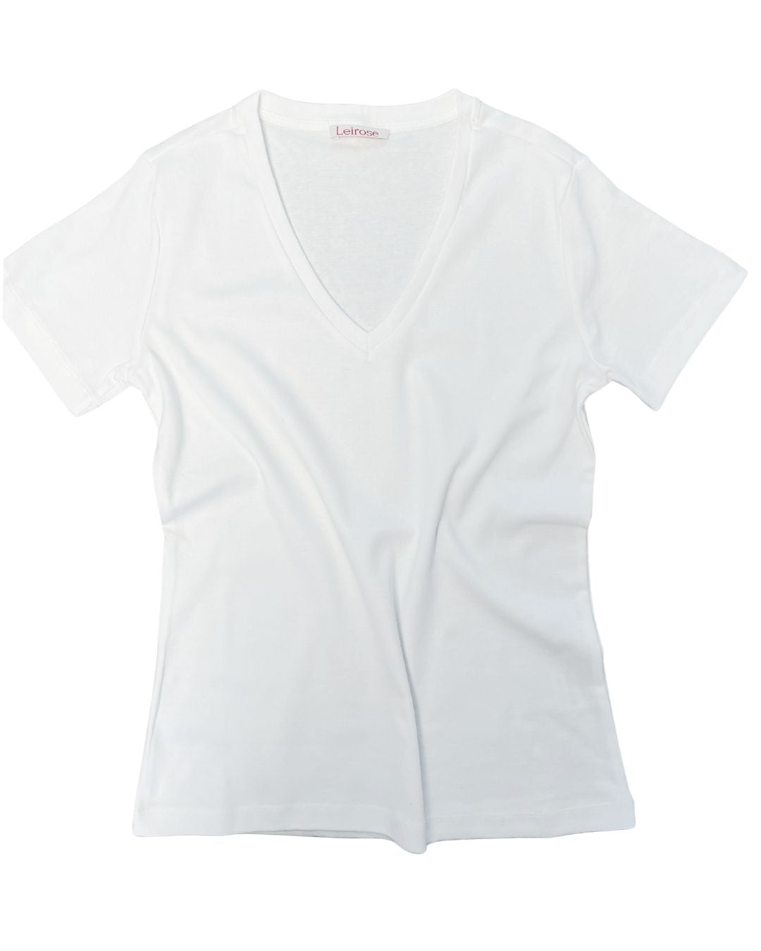 %100 Pamuk V Yaka Kadın Basic Tişört - Beyaz