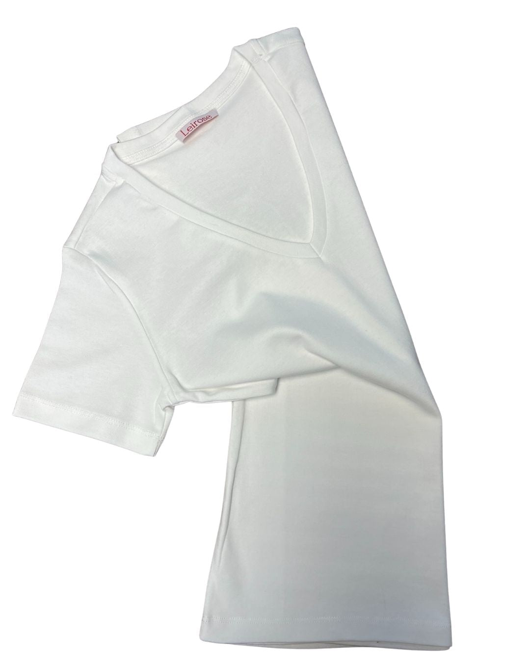 %100 Pamuk V Yaka Kadın Basic Tişört - Beyaz