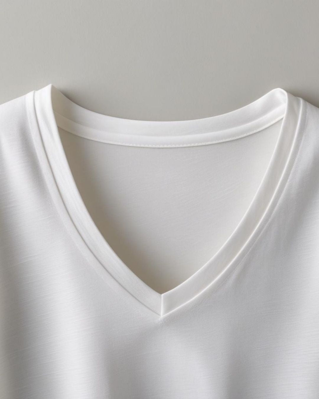 %100 Pamuk V Yaka Kadın Basic Tişört - Beyaz