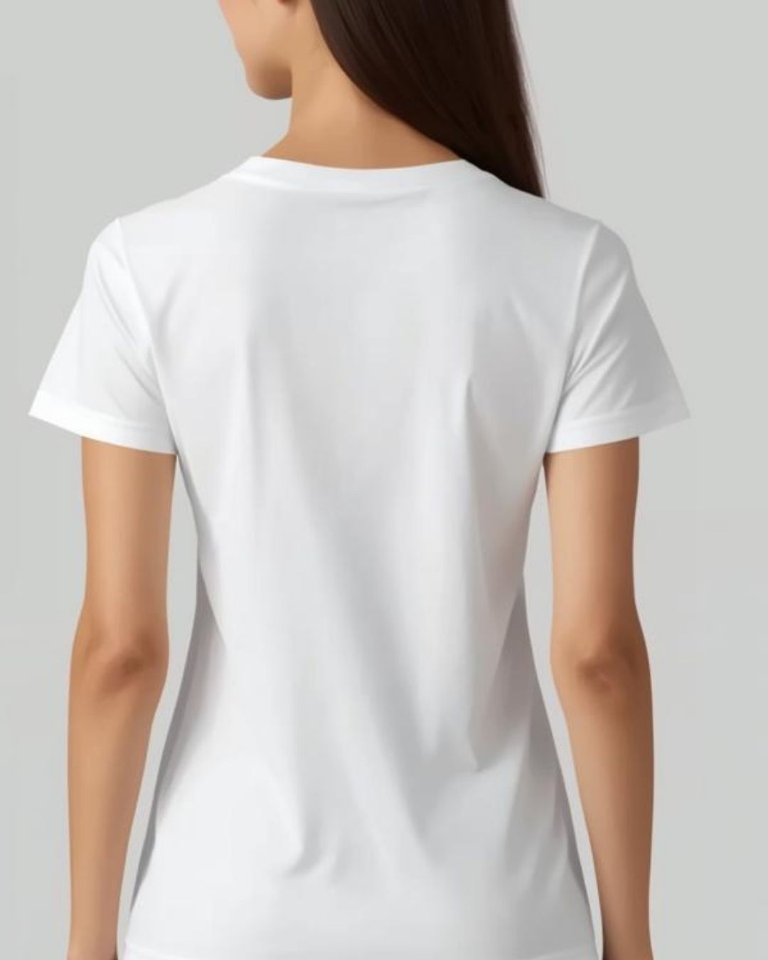 %100 Pamuk V Yaka Kadın Basic Tişört - Beyaz