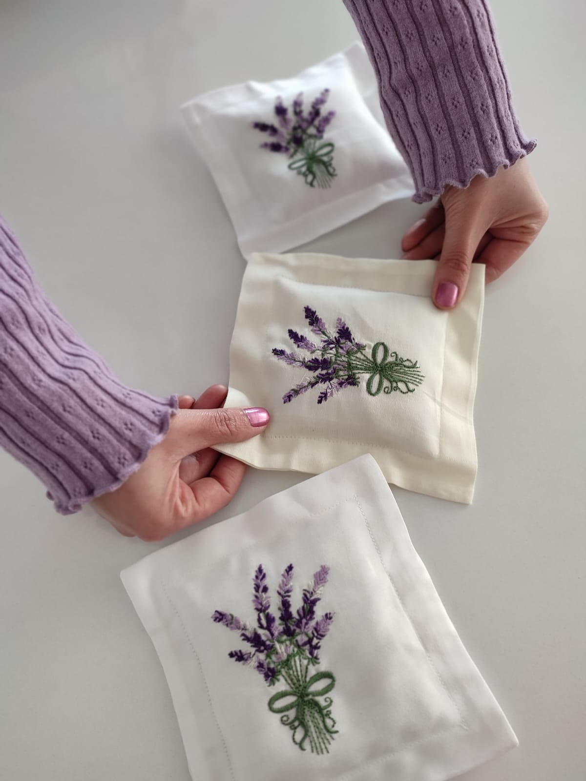 Lavender Gift Set %100 Pamuk Saten Hediyelik Lavanta Kesesi Seti